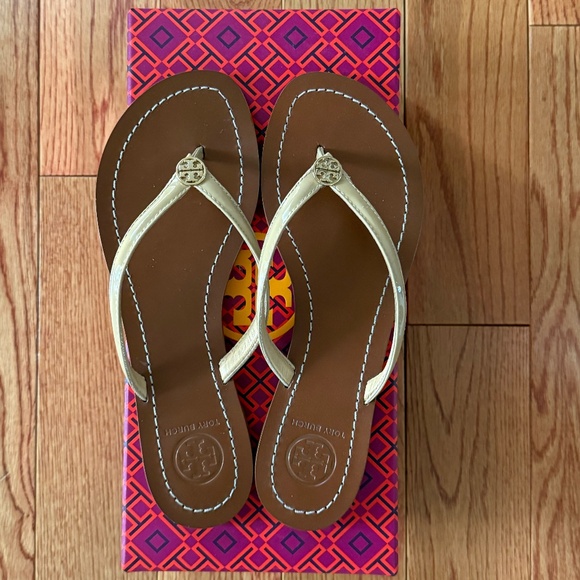 Tory Burch Shoes - Tory Burch, Terra Thong Leather Sandals, Beige, Size 6